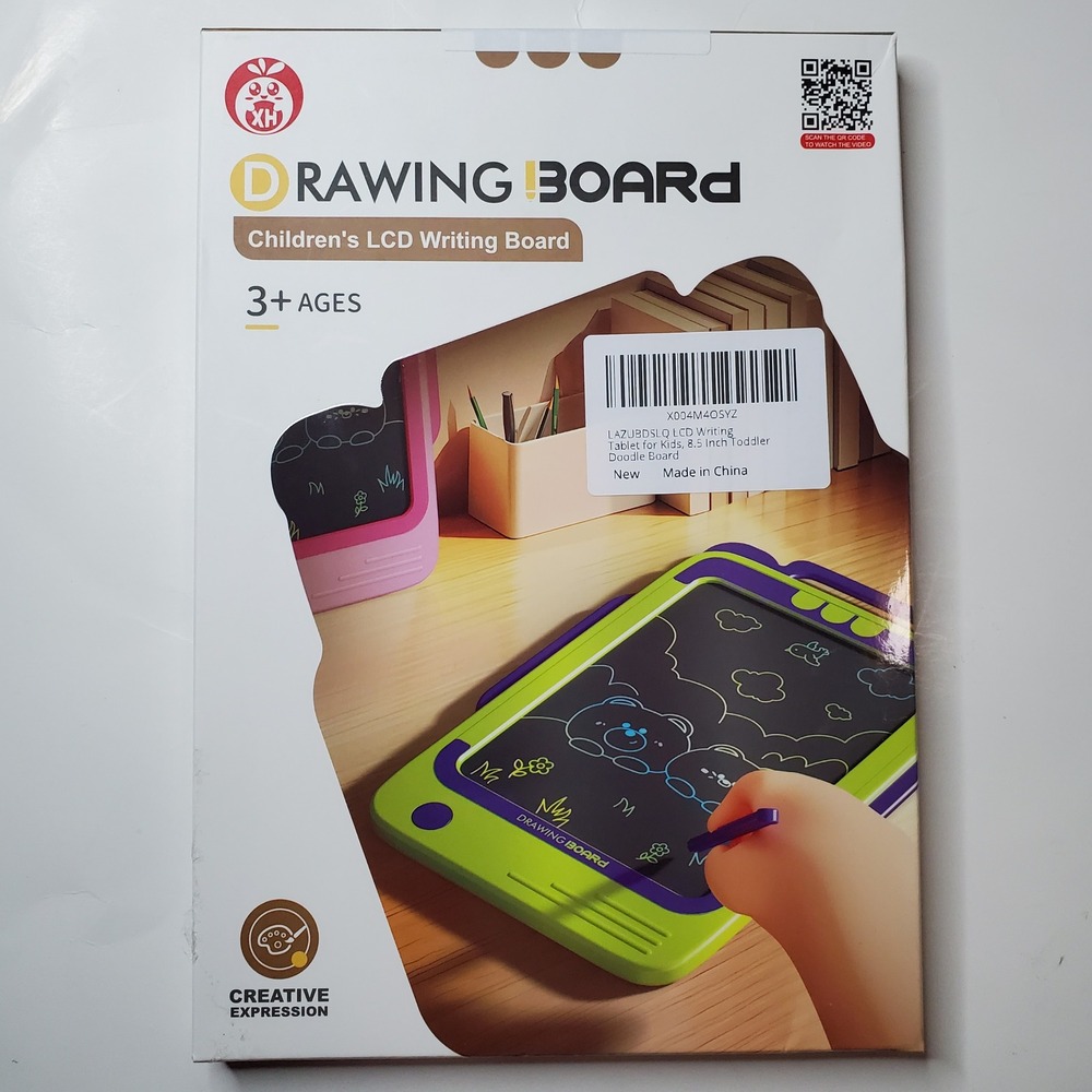 Childrens LCD Writing Board 8.5 Inch Toddler Doodle Tablet Green Purple XH8631